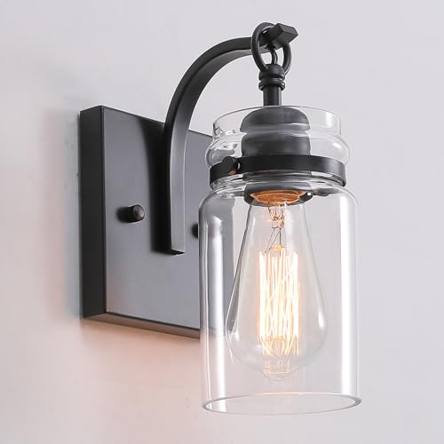 Black Wall Sconces Lighting Fixtures with Clear Glass Indoor 1