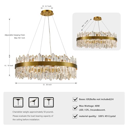Gold Modern Oval Crystal Chandelier