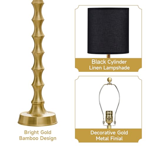 30.5" Modern Black Gold Buffet Lamps Set of 2 (2 Count)