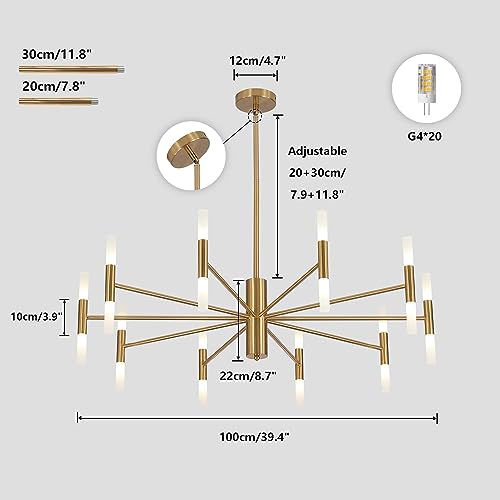 Lighting Mid Century Modern Chandelier Brass Gold Chandelier Light Fixture Vintage Bedroom Chandelier Sputnik Flush Mount Ceiling Light Large Chandeliers for High Ceilings