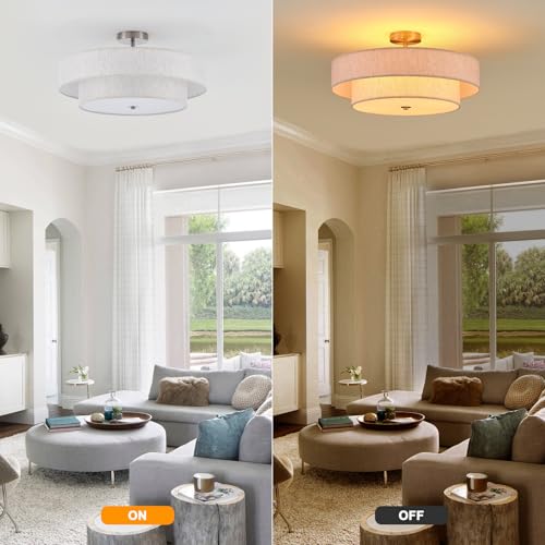 21.7" Large Chrome Flush Mount Ceiling Light