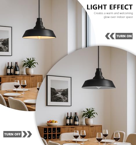 15" Black Farmhouse Pendant Barn Light