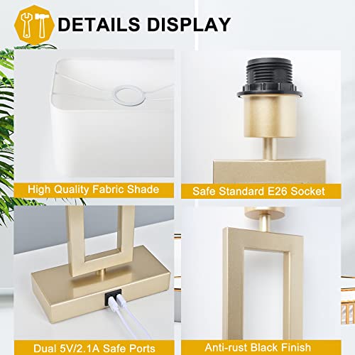 Set of 2 Table Lamps with Dual USB Ports (2 Count)