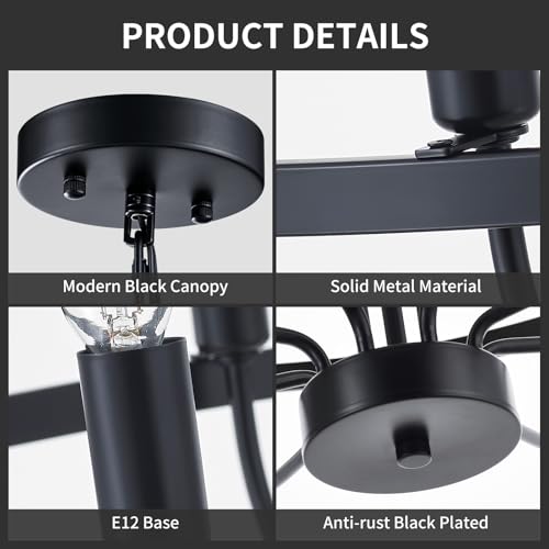 33.5" Black Chandelier