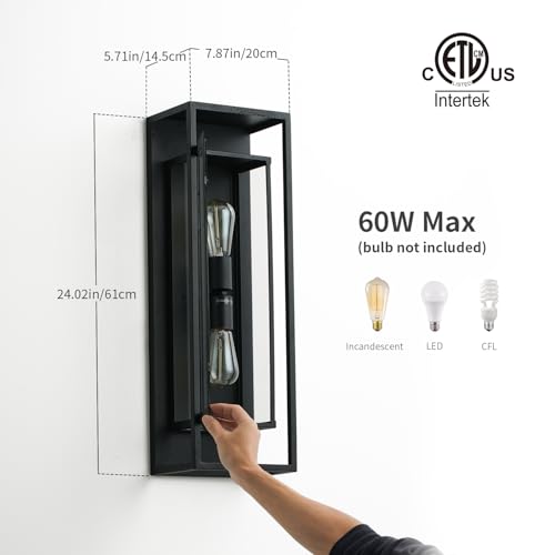 24" Modern Outdoor Porch Wall Light (2 Count)