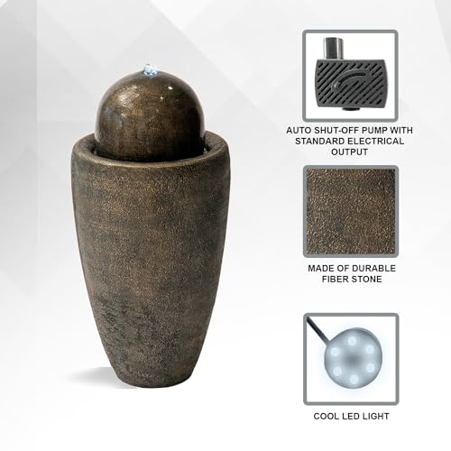 25.98" Modern Sphere Water Fountain with LED Light