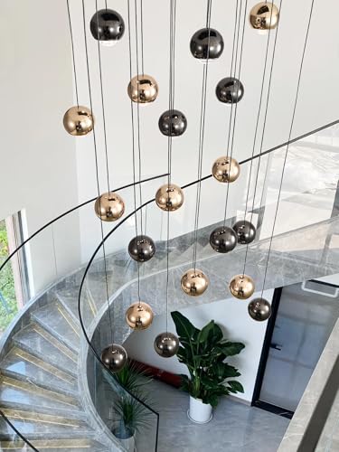LED Staircase Chandelier Crystal Ceiling Lights Large Chandeliers for High Ceilings