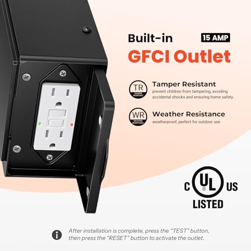 Black 2 Pack Motion Sensor Outdoor Lights for House with Outlet (2 Count)
