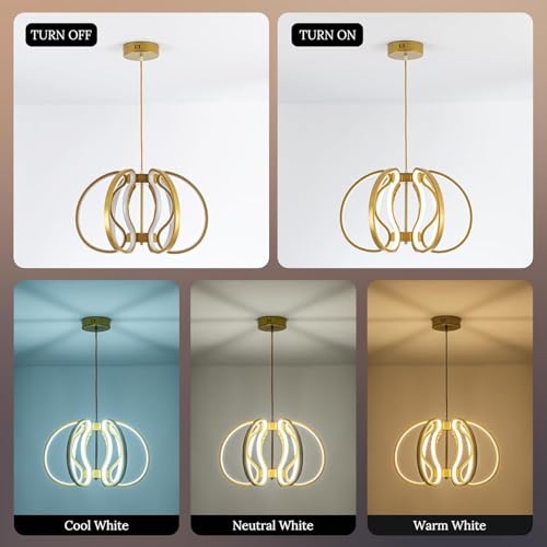 Modern Gold Chandelier with Remote Control