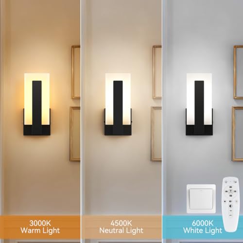 2 Pack Modern LED Wall Sconces (9.7inch 3000K-6000K Remote Control)