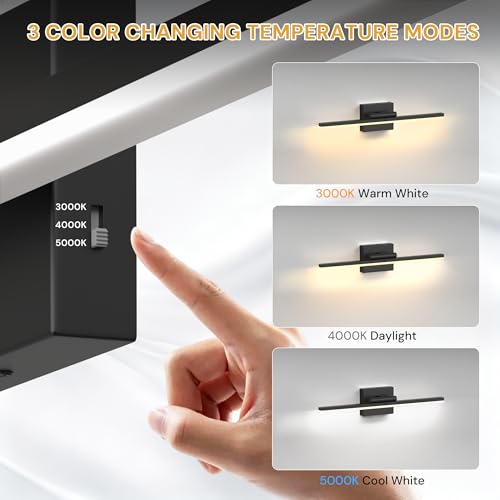 24 Inch Black Vanity Light Bar Over Mirror Rotatable 3CCT