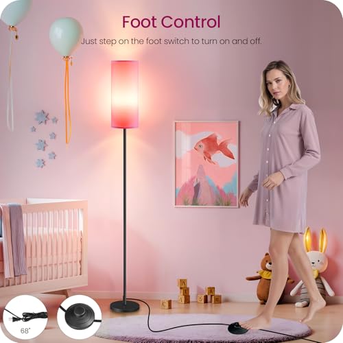 2 Pack Dimmable Pink Floor Lamps for Living Room with 2 Remotes and Foot Switch (2 Count)