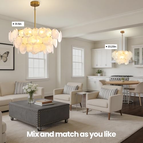 Large Gold Modern Glass Chandelier