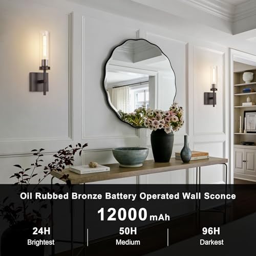 Oil Rubbed Bronze Battery Operated Wall Sconces with Remote Control (2 Count)