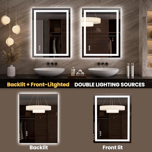 27.6"x35.4" LED Bathroom Mirror with Lights