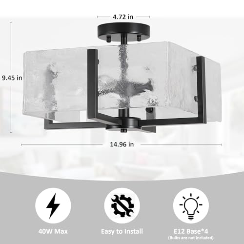 Black Semi Flush Mount Ceiling Light 4 (4 Count)