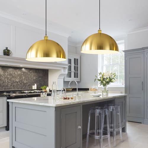 Large Brushed Gold Pendant Light