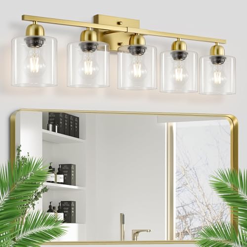 Modern Brushed Gold 5 Light Bathroom Vanity Light