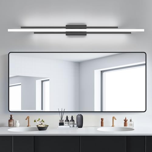 55" Long Black Vanity Light Bathroom Wall Light Fixtures Long Vanity Lights Over Mirror Lighting Lamps Dimmable Bathroom Wall Mount Lighting Over Vanity Mirror