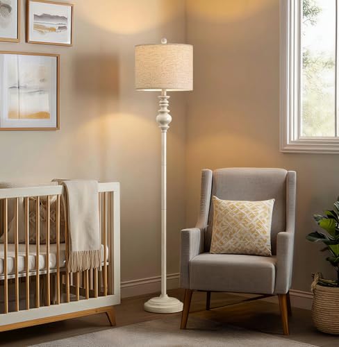 64.25" Farmhouse Floor Lamp for Living Room Bedroom (Rustic White)
