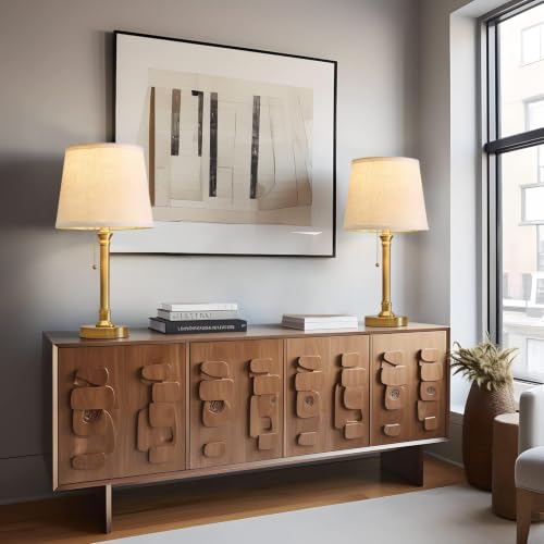 19.5” Brass Gold Small Table Lamps Set of 2 for Living Room Bedroom