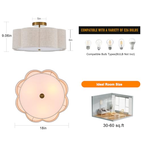 18" Large Semi Flush Mount Ceiling Light