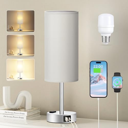 Grey Bedside Lamp for Bedroom