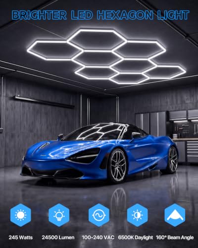 Hexagon Garage Ceiling Light (8-Girds)