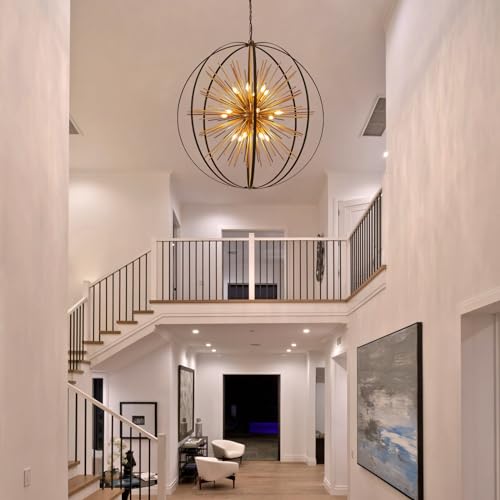 43.3" Black Gold Globe Sputnik Chandelier