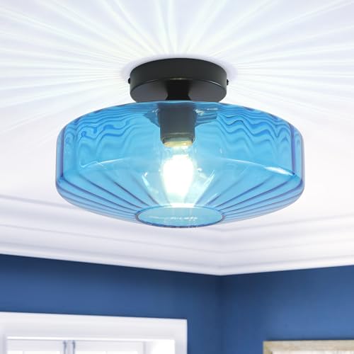 Blue Glass Ceiling Light