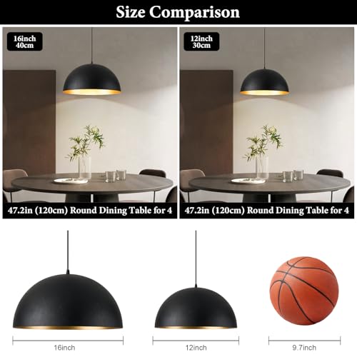 16" Dome Farmhouse Pendant Lights for Kitchen Island