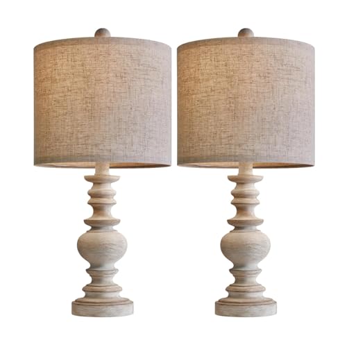 Tradition 20" Rustic Table Lamp Set of 2 for Living Room Bedroom Bedside Desk Lamps Bedroom Nightstand Vintage Lamps Linen（Suitable for Decorating Small Areas） (2 Count)