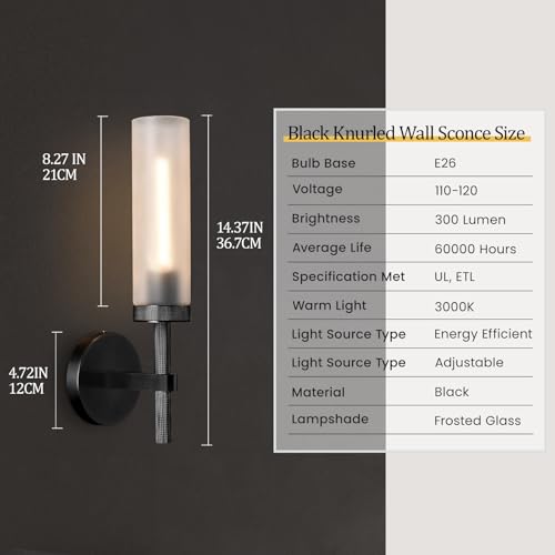 Bblack Knurled Wall Sconce 15" (2 Count)