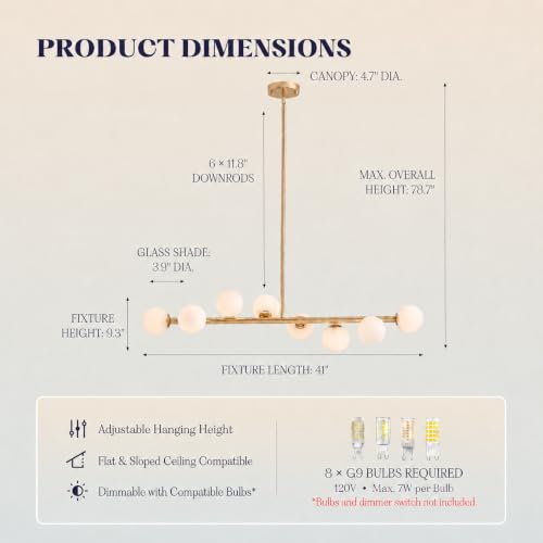 41 Inch Gold Linear Chandelier