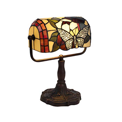 Tiffany Style Bankers Desk Lamp with Stained Glass Shade