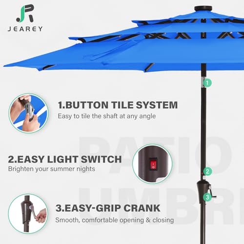 9 ft 3 Tier Outdoor LED Lighted Patio Umbrella w