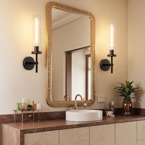 19.5" Knurled‑Craft Hardwired Black Gold Wall Sconce