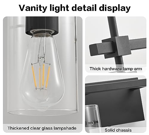 Vintage 2 Lights Bathroom Light Fixtures Wall Sconces Black Vanity Lights for Bathroom Vanity Lighting Fixtures Wall Light Fixtures Bathroom Vanity Lights BK