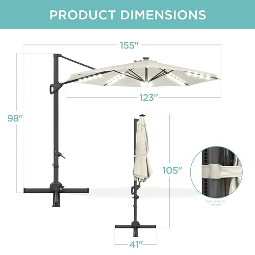 10ft Solar LED Cantilever Patio Umbrella