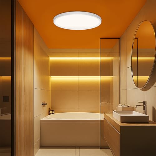 LED Flush Mount Ceiling Light 12in Thin 3CCT White Wired