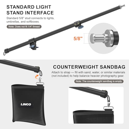 Lincostore 2.5ft to 5ft Adjustable Overhead Light Boom Arm