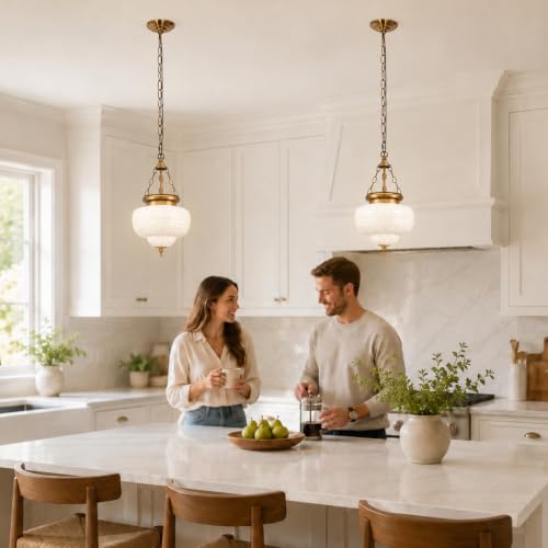 Vintage Brushed Antique Brass Pendant Light for Kitchen Island