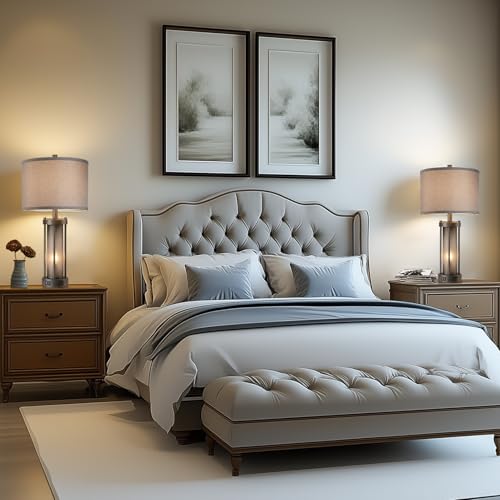 Set of 2 Rustic Table Lamps for Living Room with 2 USB Ports (2 Count)