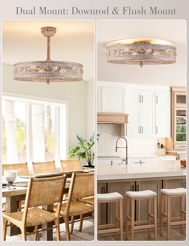 24 Inch Chandelier Ceiling Fan with Light