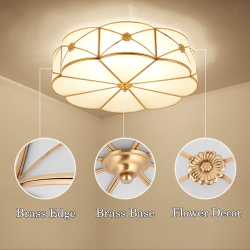 14 Inch Brass Flush Mount Ceiling Light