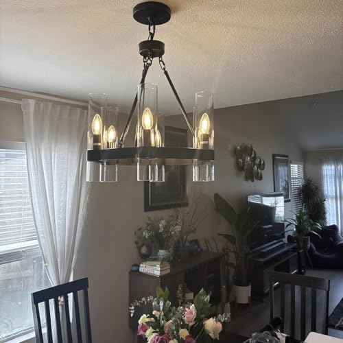 20 Inch Black Wagon Wheel Chandelier