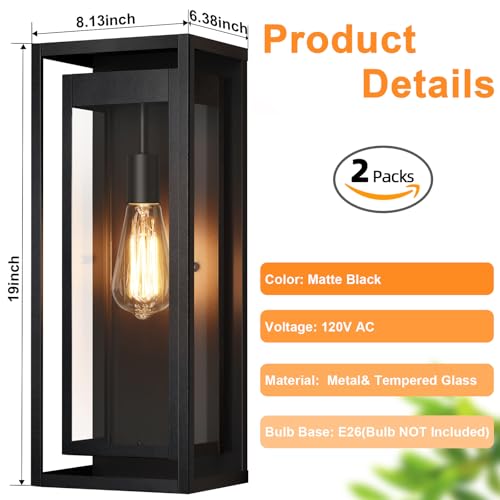 19" Large Outdoor Wall Light Fixtures (2 Count)