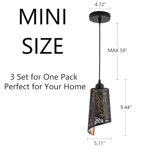 Industrial 3 Pack Black Pendant Light for Kitchen Island (3 Count)