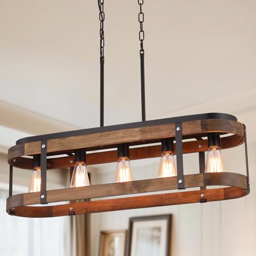 Rustic Farmhouse Wood Kitchen Island Lighting