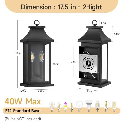 2 Pack 18" Large Outdoor Wall Lights Dusk to Dawn Outdoor Lighting (2 Count)